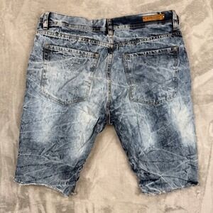 Evolution In Design Mens Acid Wash Distressed Denim Shorts Blue Size 40